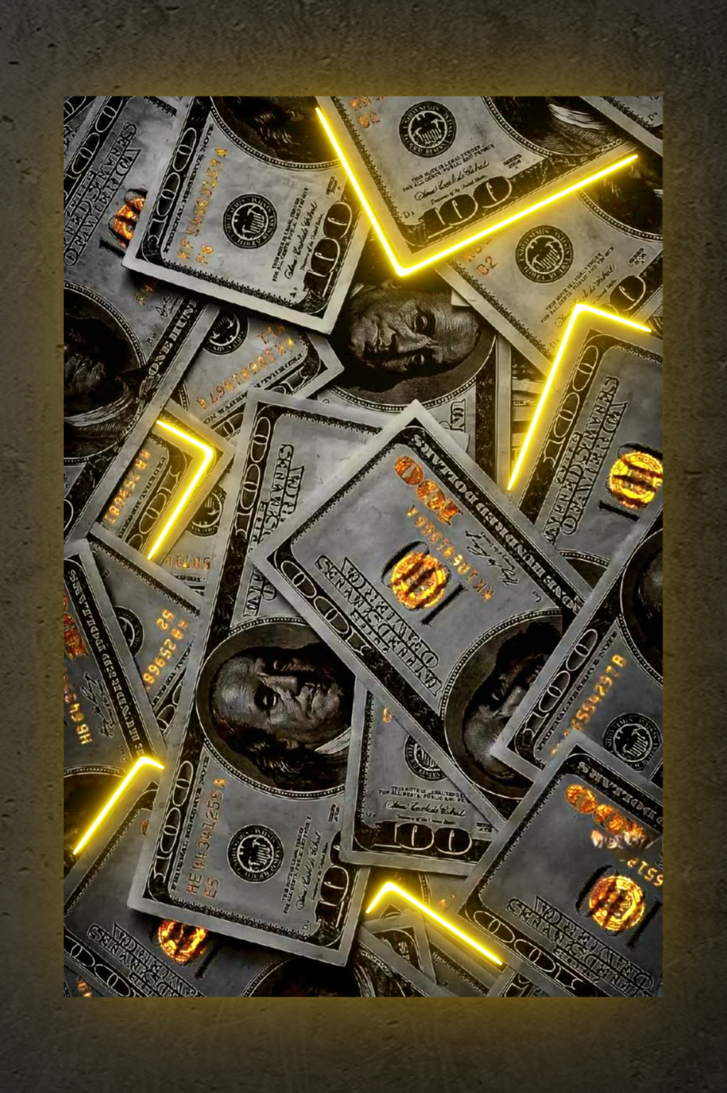 GOLDEN MONEY FLOW – Cadre LED Époxy • Noël Eclarys