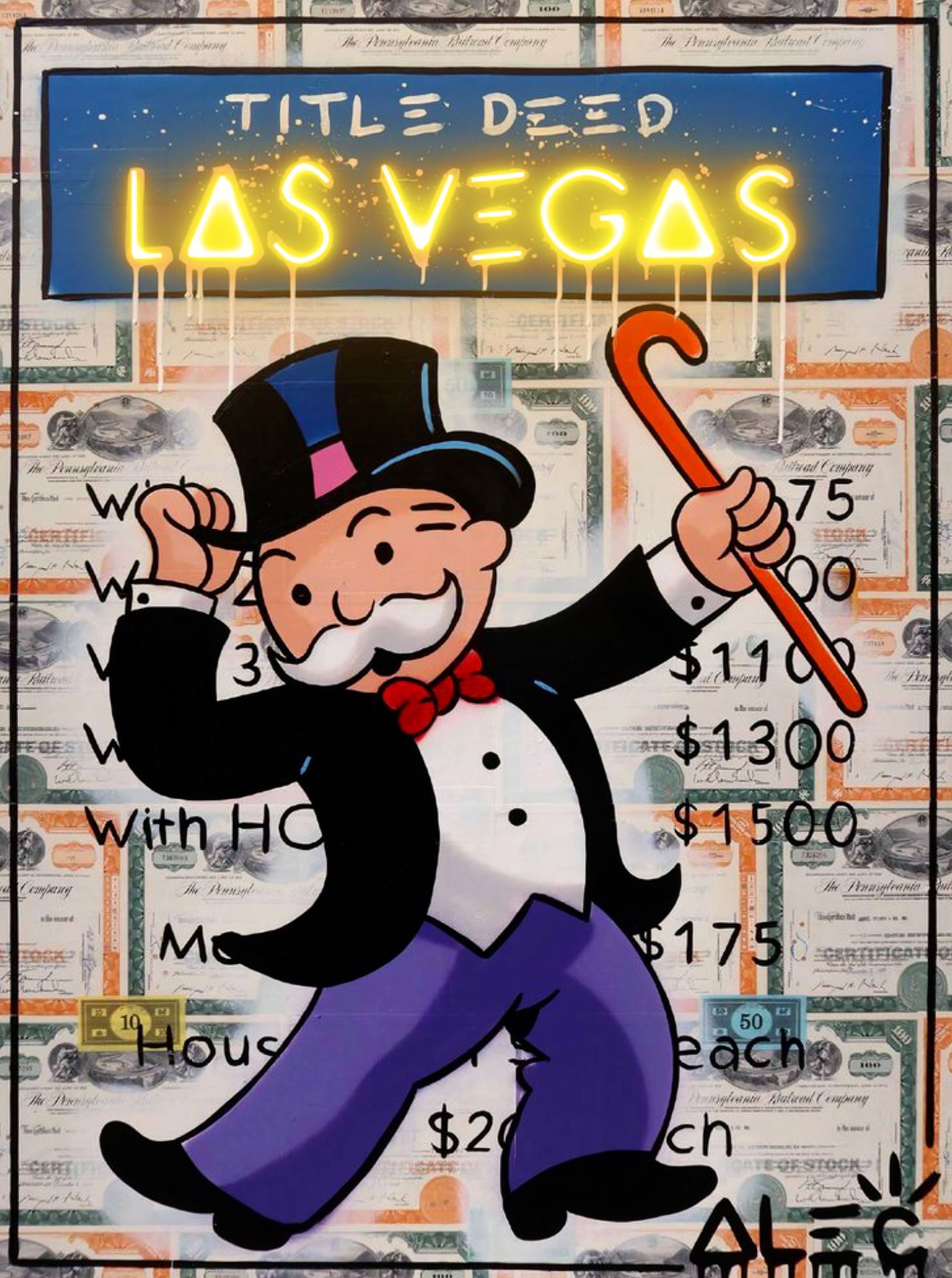 Monopoly Las Vegas – Cadre lumineux LED – Street art pop & néon
