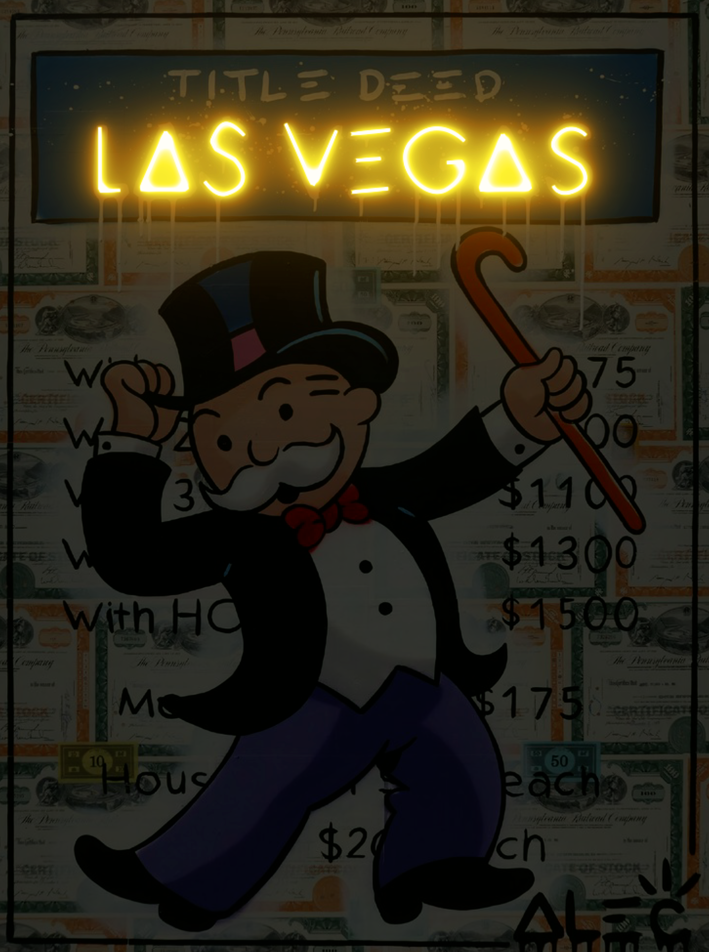 Monopoly Las Vegas – Cadre lumineux LED – Street art pop & néon