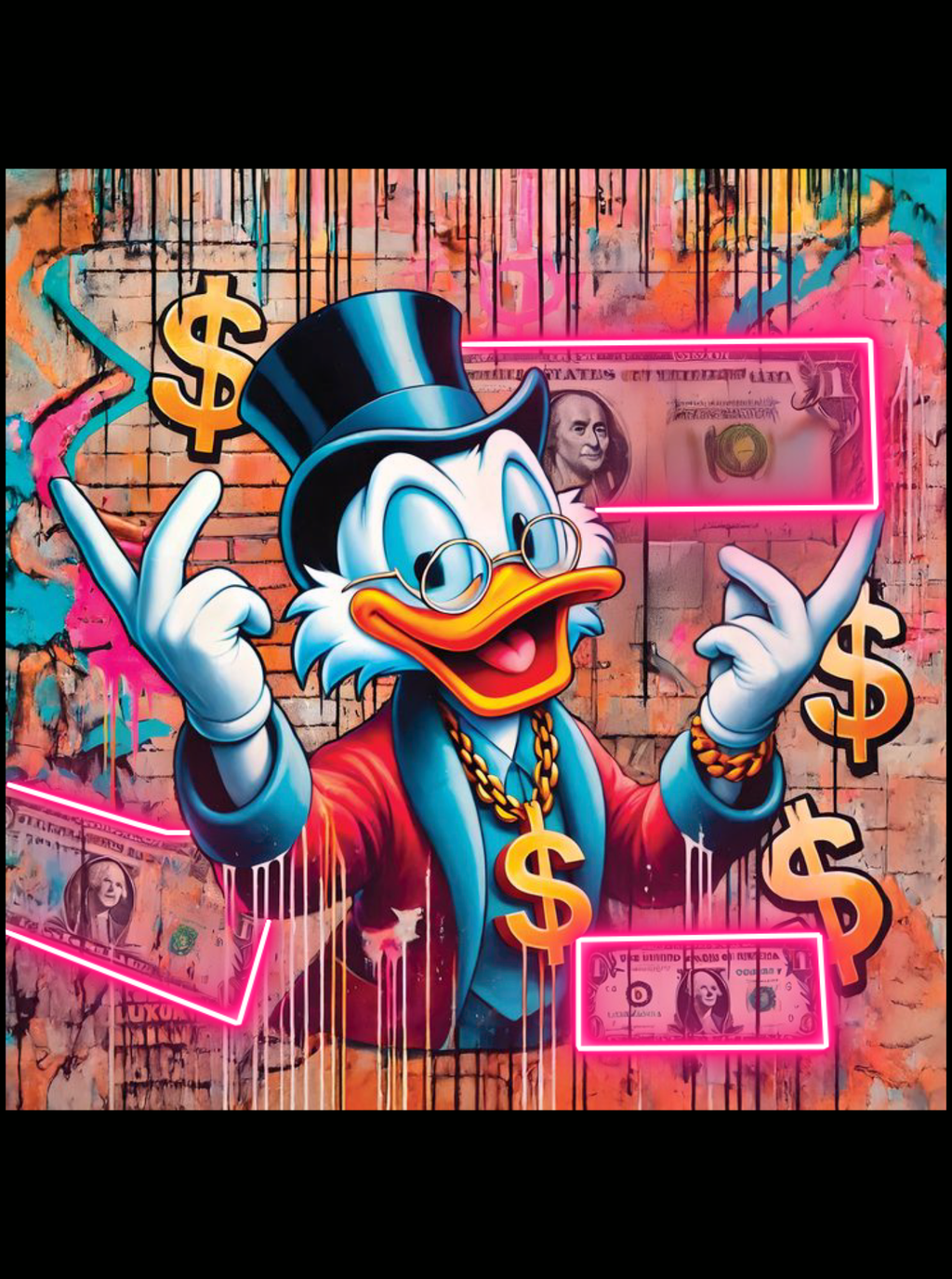 Dollar King – Picsou billets street art & néon rose Eclarys