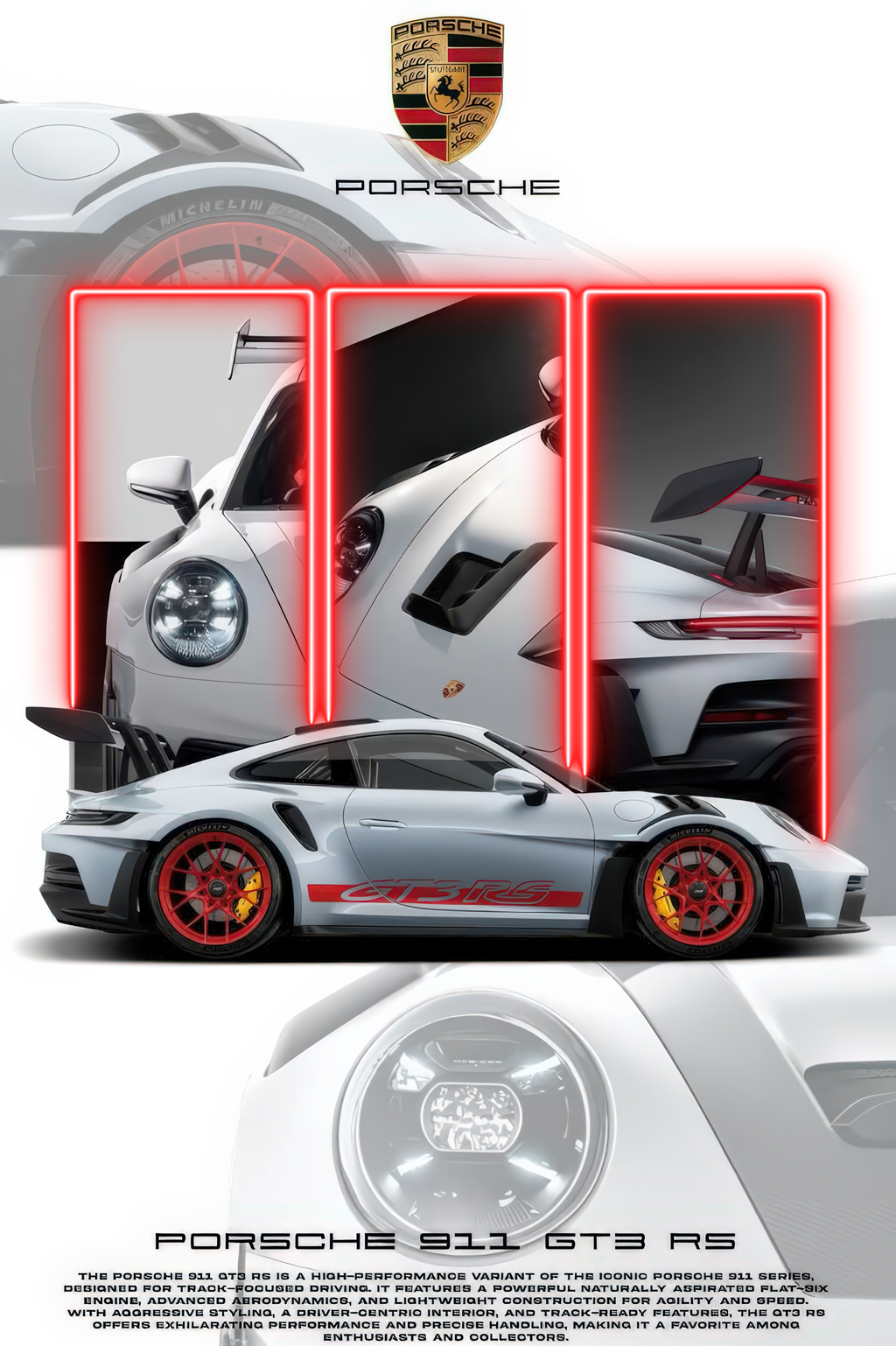 SILVER BEAST – Tableau LED Porsche 911 GT3 RS | Puissance & précision Eclarys