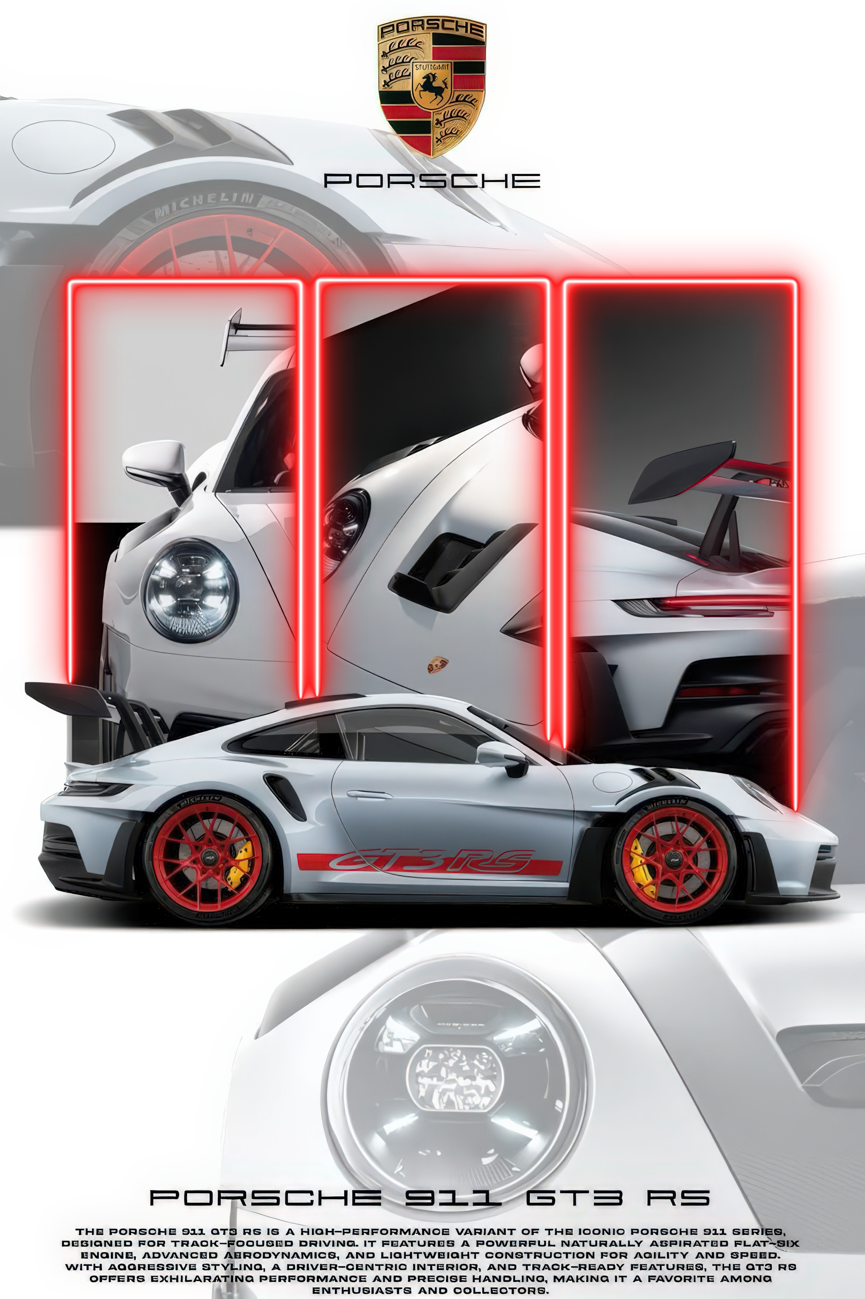 SILVER BEAST – Tableau LED Porsche 911 GT3 RS | Puissance & précision Eclarys