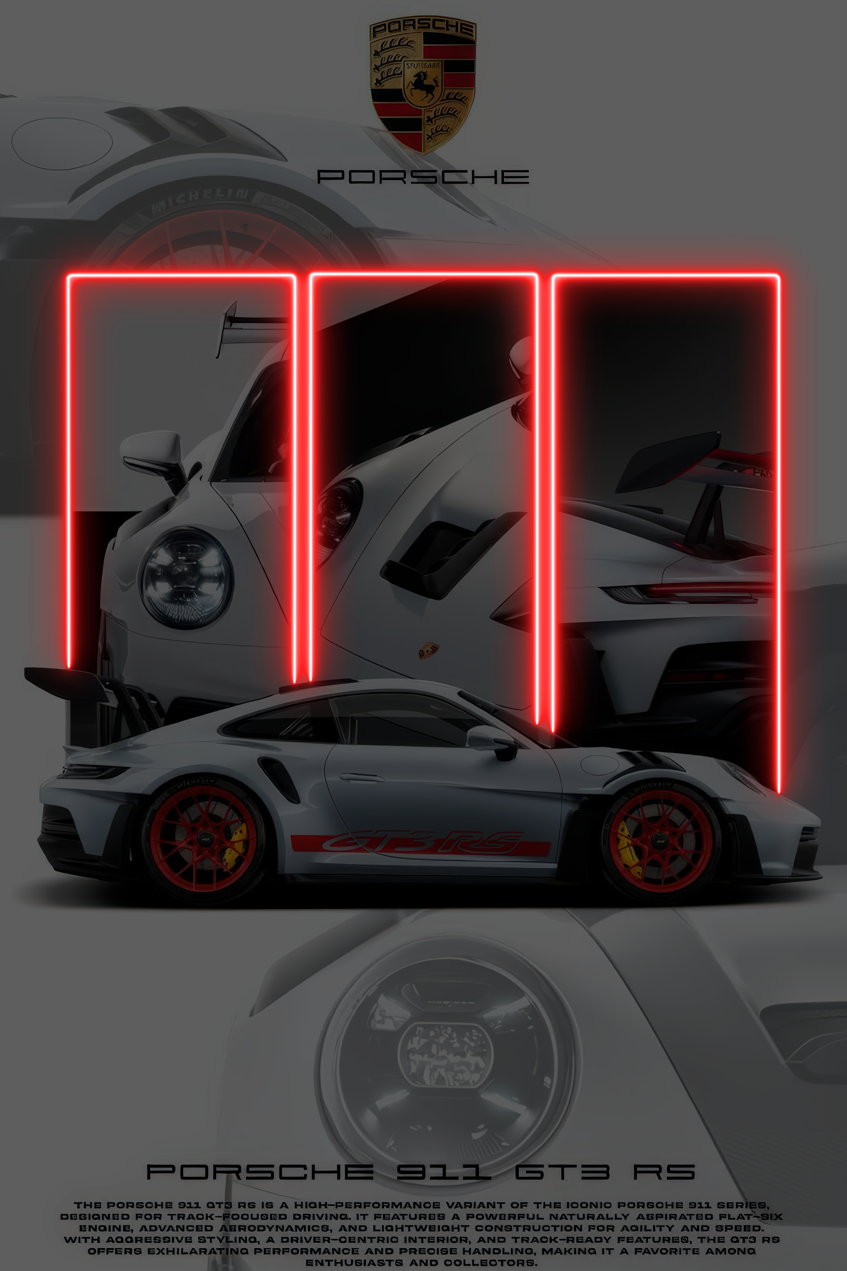 SILVER BEAST – Tableau LED Porsche 911 GT3 RS | Puissance & précision Eclarys