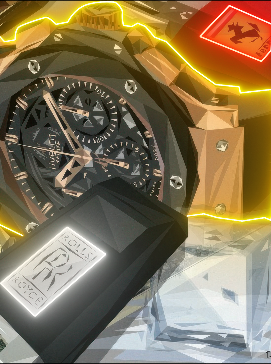TRINITY – Cadre LED Hublot x Ferrari x Rolls-Royce Eclarys