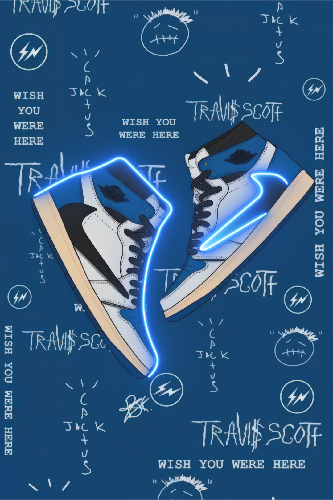 CACTUS BLUE – Travis Scott x Jordan 1 • Streetwear & Néon Bleu Eclarys
